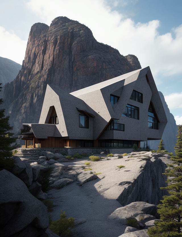 岩山に馴染んだ建築